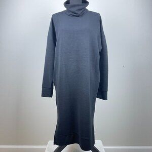 A New Day Black Ribbed Turtleneck Midi Dress Size M
